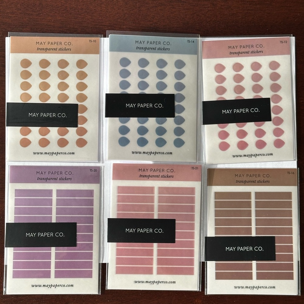 New - May Paper Co - Transparent Stickers - Bundle of 6 | Planner Organizer